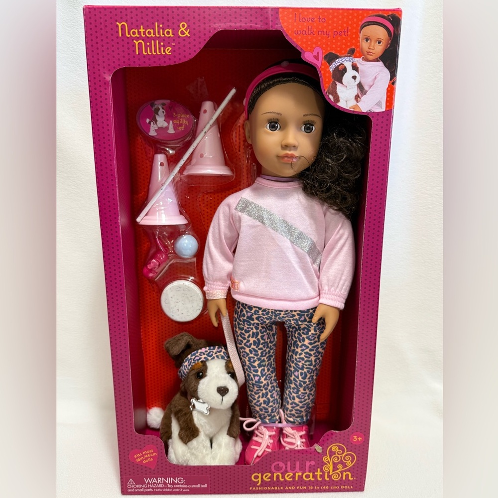 Our Generation Natalia & Nillie’ 18” Doll & Pet Training New Original Box